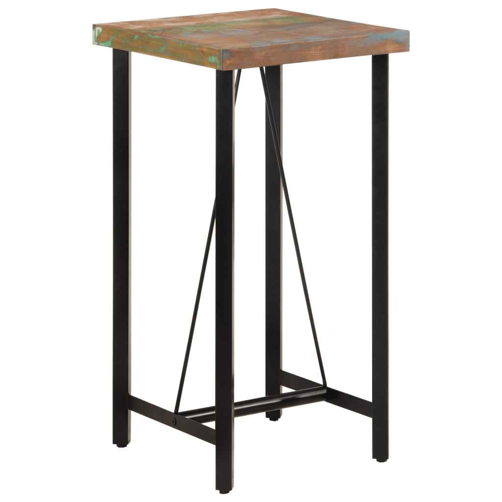 vidaXL Mesa de bar em madeira recuperada maciça 60x60x107 cm