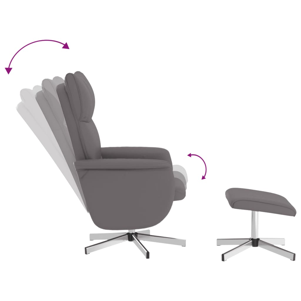 vidaXL Cadeira reclinável com apoio de pés couro artificial cinzento