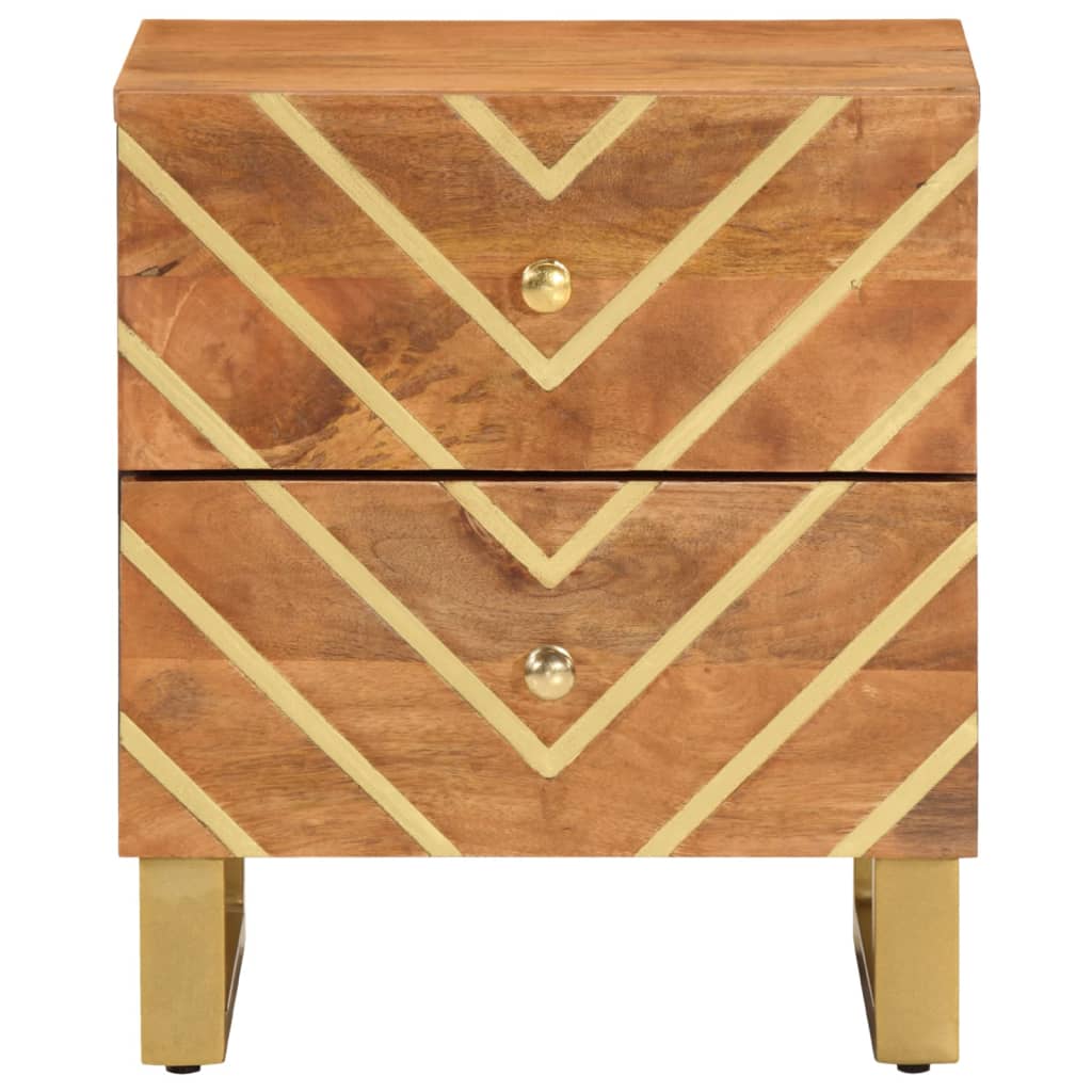 vidaXL Mesa de cabeceira madeira de mangueira maciça castanho e preto