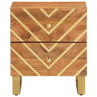 vidaXL Mesa de cabeceira madeira de mangueira maciça castanho e preto