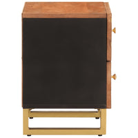 vidaXL Mesa de cabeceira madeira de mangueira maciça castanho e preto