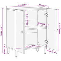 vidaXL Móvel de apoio 60x33x75 cm madeira de mangueira maciça preto