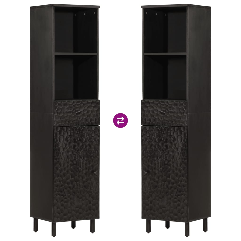 vidaXL Armário de casa de banho 38x33x160 cm mangueira maciça preto