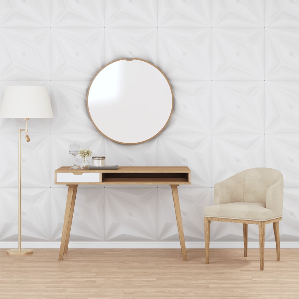 vidaXL Painéis de parede 3D 24 pcs 50x50 cm 6 m² branco diamante