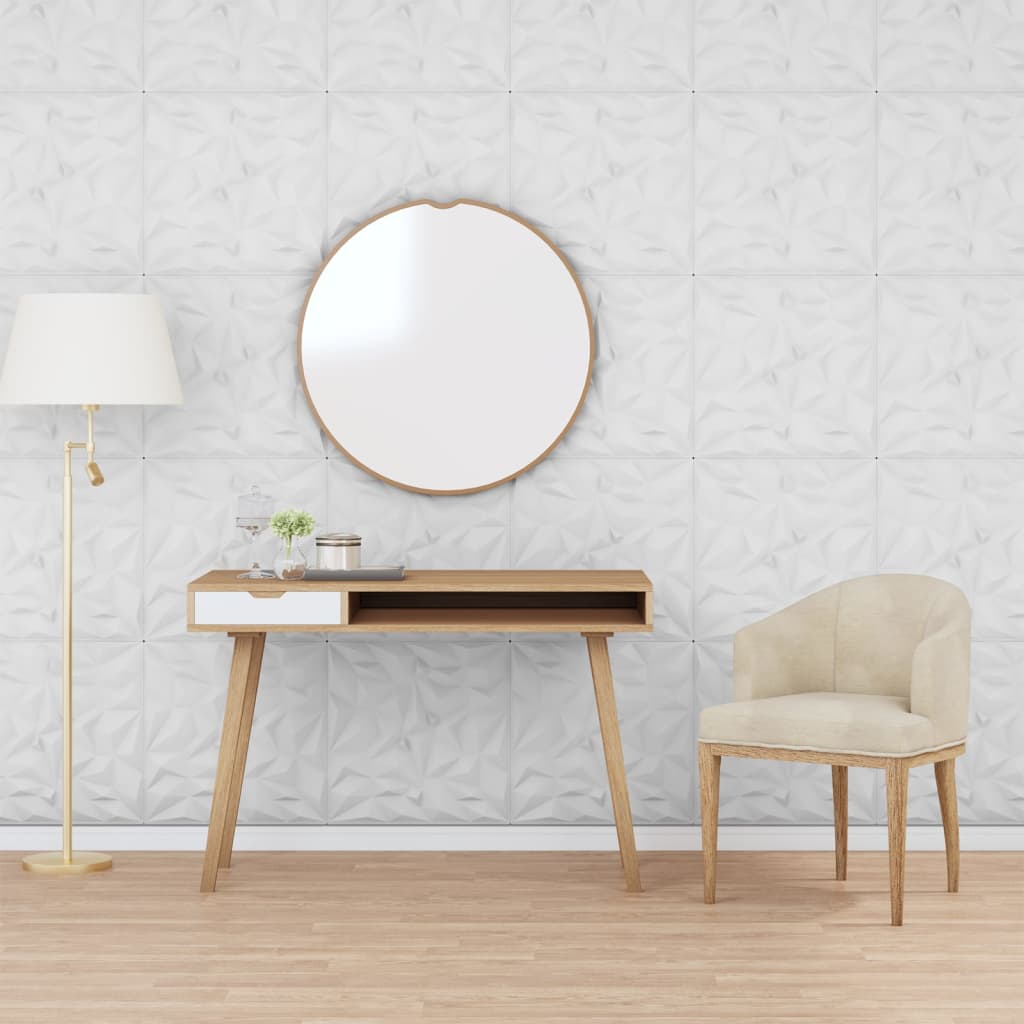 vidaXL Painéis de parede 3D 24 pcs 50x50 cm 6 m² branco diamante