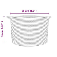 vidaXL Cesto de arrumação Ø55x36 cm algodão cinzento e branco