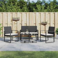 vidaXL 5 pcs conjunto de jantar p/ jardim c/ almofadões vime PP preto