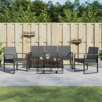 vidaXL 5 pcs conjunto de jantar p/ jardim c/ almofadões vime PP preto