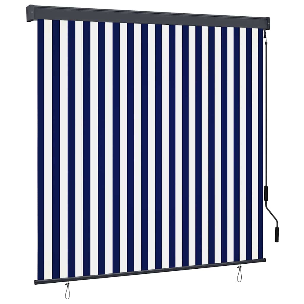 vidaXL Estore de rolo para exterior 60x250 cm azul e branco