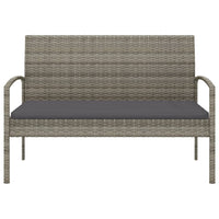 vidaXL Banco de jardim com almofadão 105 cm vime PE cinzento