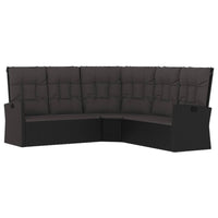 vidaXL 3 pcs conjunto lounge de jardim c/ almofadões vime PE preto