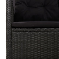vidaXL 3 pcs conjunto lounge de jardim c/ almofadões vime PE preto