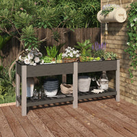 vidaXL Canteiro elevado jardim c/ prateleira 50x50x90 cm WPC cinzento