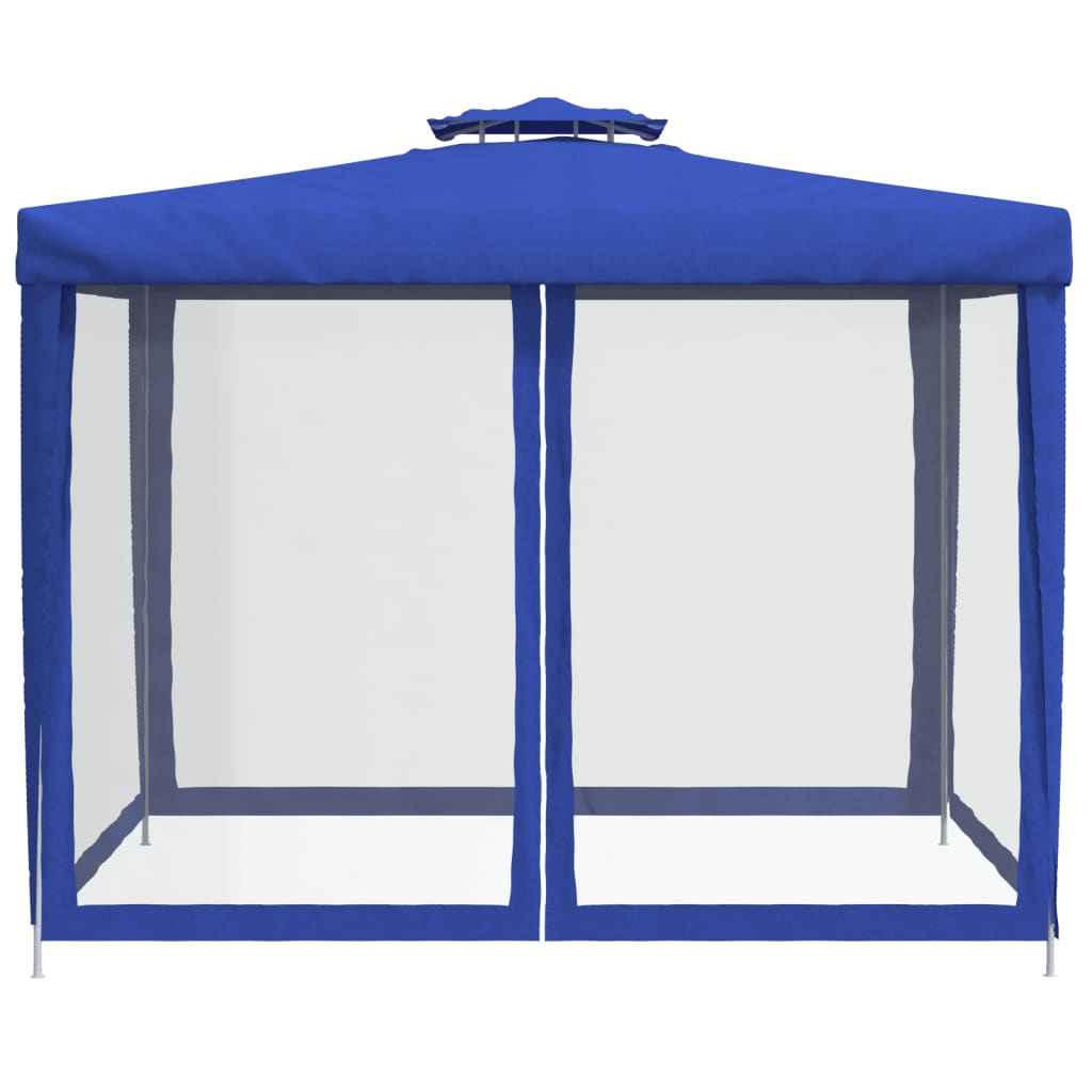VidaXL Gazebo com telhado duplo 3x3x2,68 m tecido azul