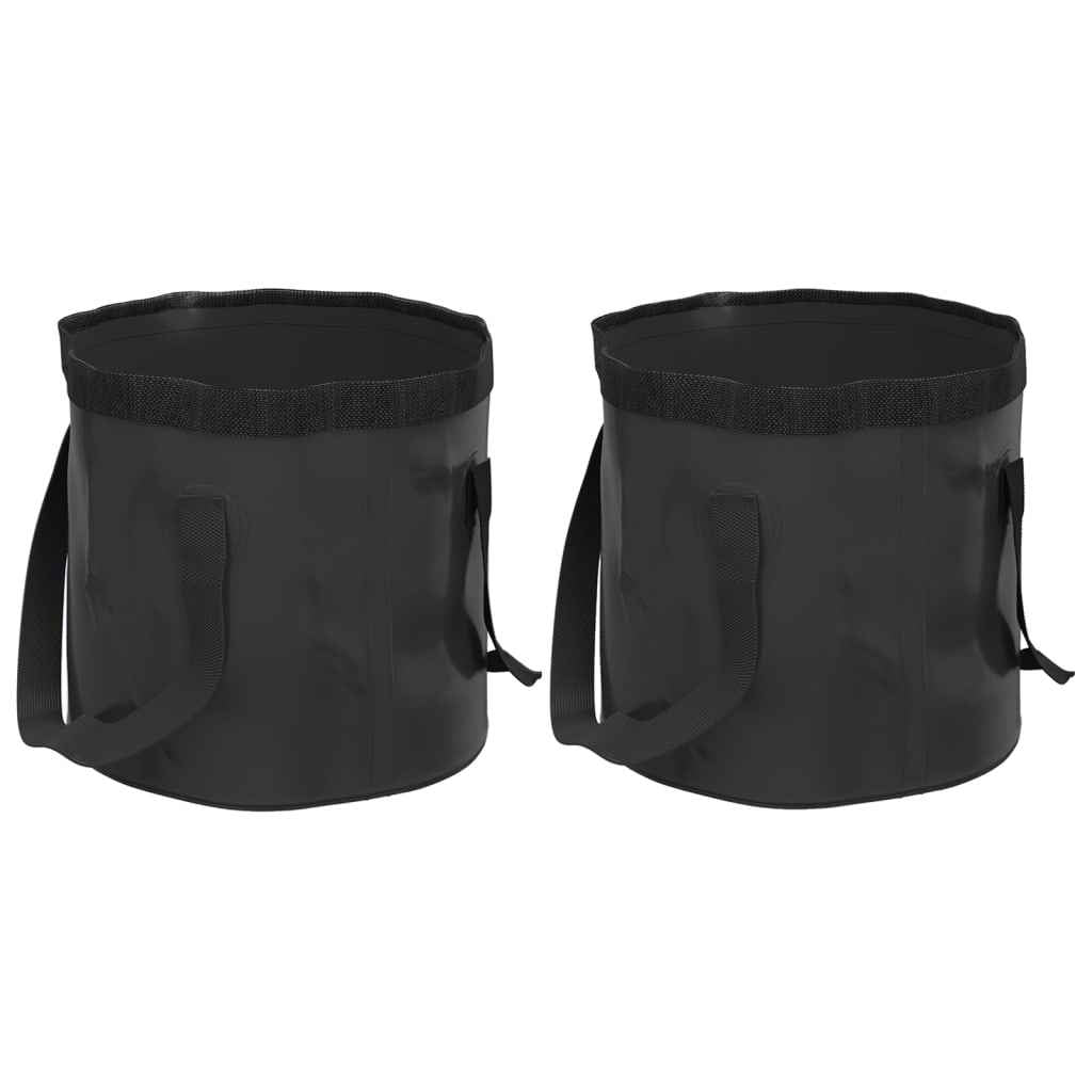 vidaXL Baldes dobráveis 2 pcs 30 L PVC preto