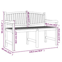 vidaXL Banco de jardim 149,5x60x90 cm madeira de teca maciça