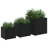 vidaXL Vasos de jardim 3 pcs vime PE preto