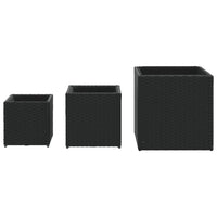 vidaXL Vasos de jardim 3 pcs vime PE preto