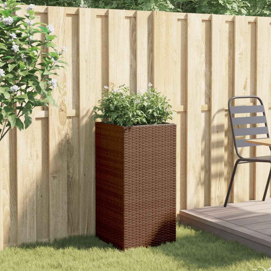 vidaXL Vaso/floreira de jardim 40x40x80 cm vime PE castanho