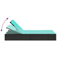 vidaXL Espreguiçadeira dupla com almofadas em vime sintético preto