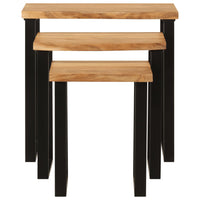 vidaXL Mesas de encastrar c/ borda viva 3 pcs madeira de acácia maciça