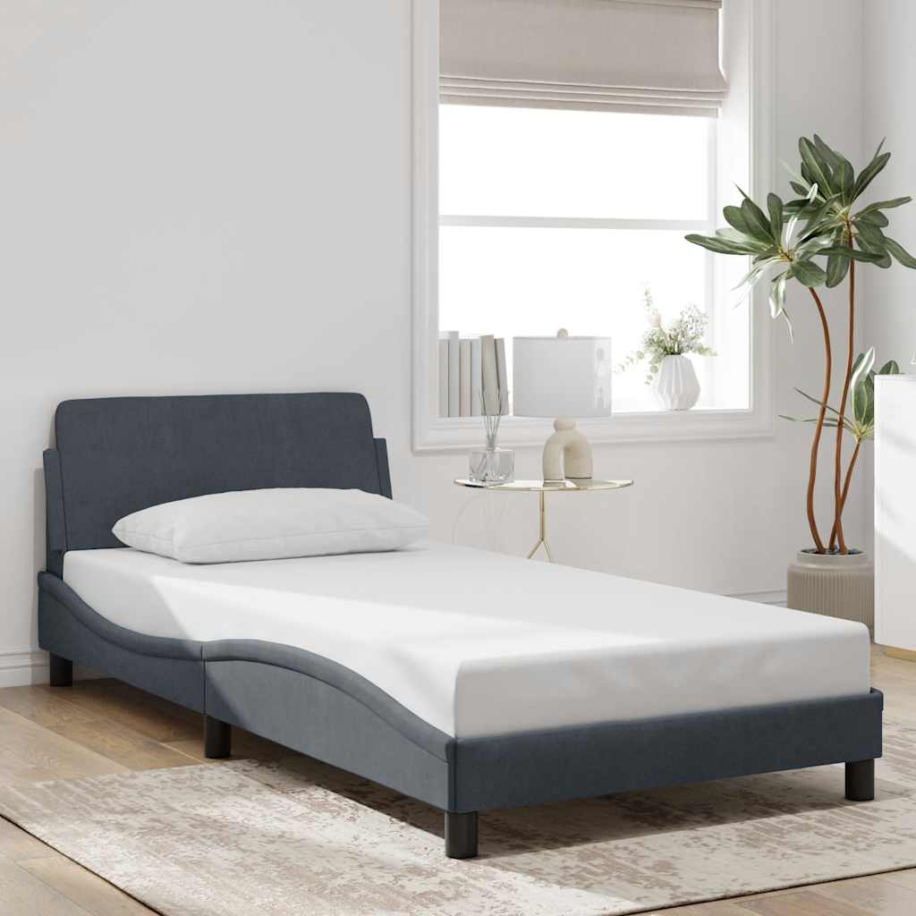 vidaXL Estrutura de cama Dover 100x203 cm veludo cinza-escuro