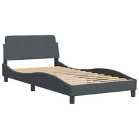 vidaXL Estrutura de cama Dover 100x203 cm veludo cinza-escuro
