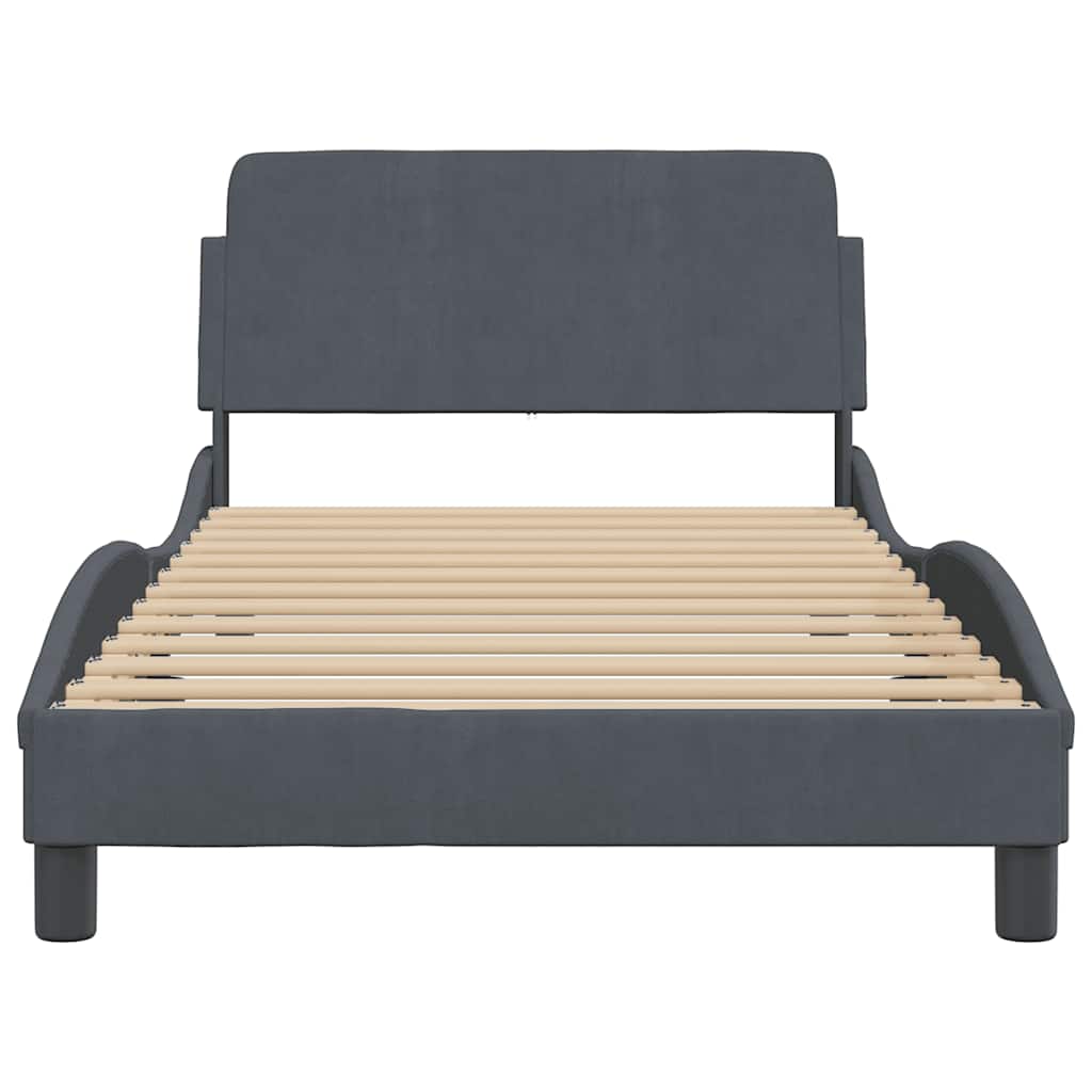 vidaXL Estrutura de cama Dover 100x203 cm veludo cinza-escuro