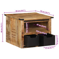 vidaXL Mesa de centro c/ gavetas 50x50x40 cm madeira mangueira maciça