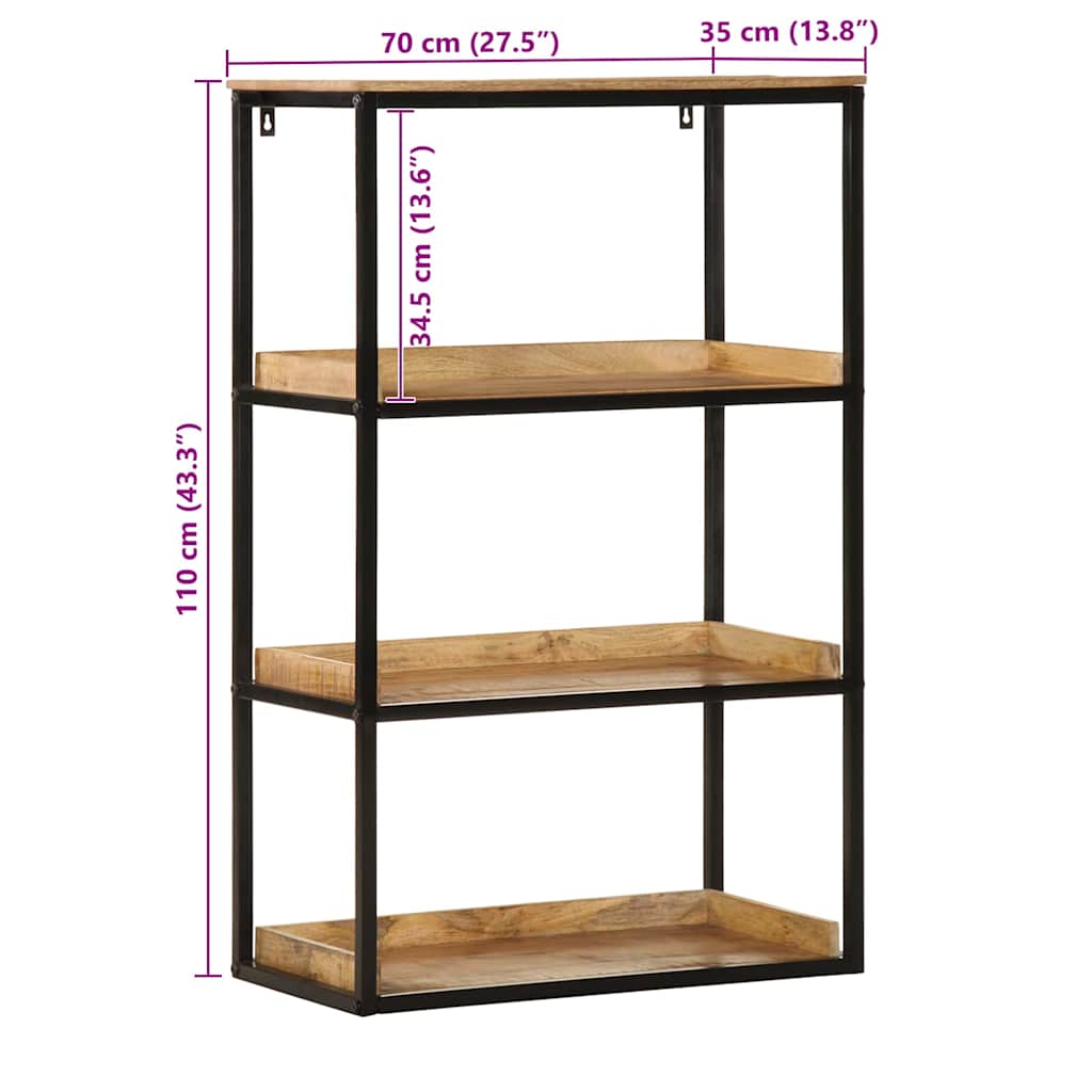 vidaXL Estante 70 x 35 x 110 cm Madeira de mangueira maciça