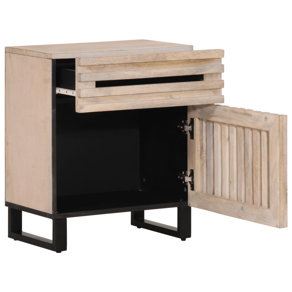 vidaXL Mesa de cabeceira 50x34x60cm madeira de mangueira maciça branco