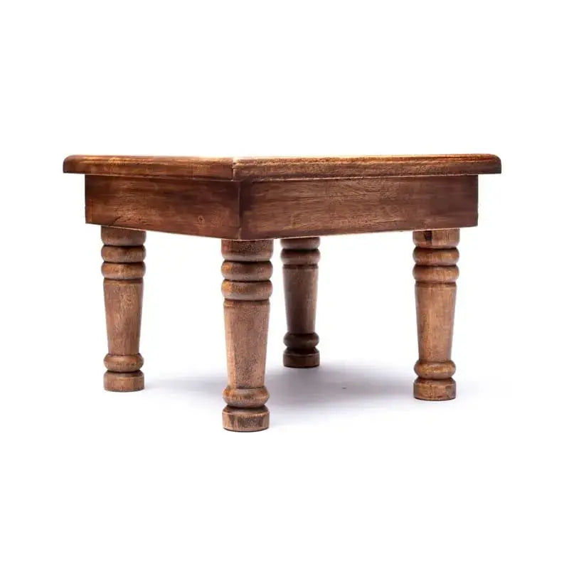 Mesa auxiliar em madeira esculpida - Flor da vida