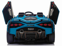 Lamborghini Sian, 2-persoons 24 volt elektrische kinderauto met rubberen banden, leder zitje en meer