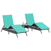 vidaXL Espreguiçadeiras com mesa 2 pcs vime PE preto