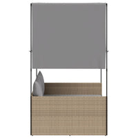 vidaXL Espreguiçadeira dupla com teto e cortinas vime PE bege