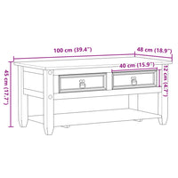 vidaXL Mesa de centro com gavetas Corona 100x48x45 cm pinho maciço