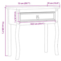 vidaXL Mesa consola Corona 73x35x73 cm madeira de pinho maciça