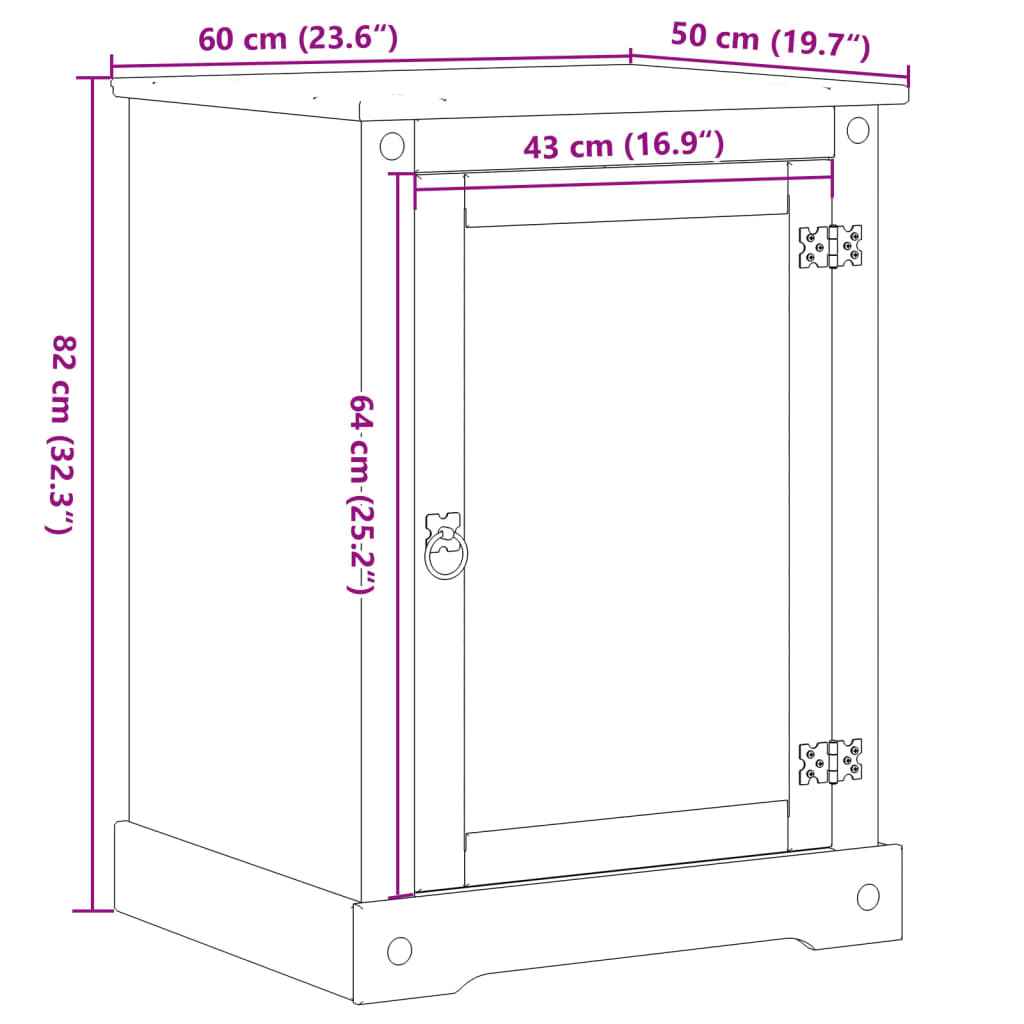 vidaXL Móvel de HiFi Corona 60x50x82 cm madeira de pinho maciça