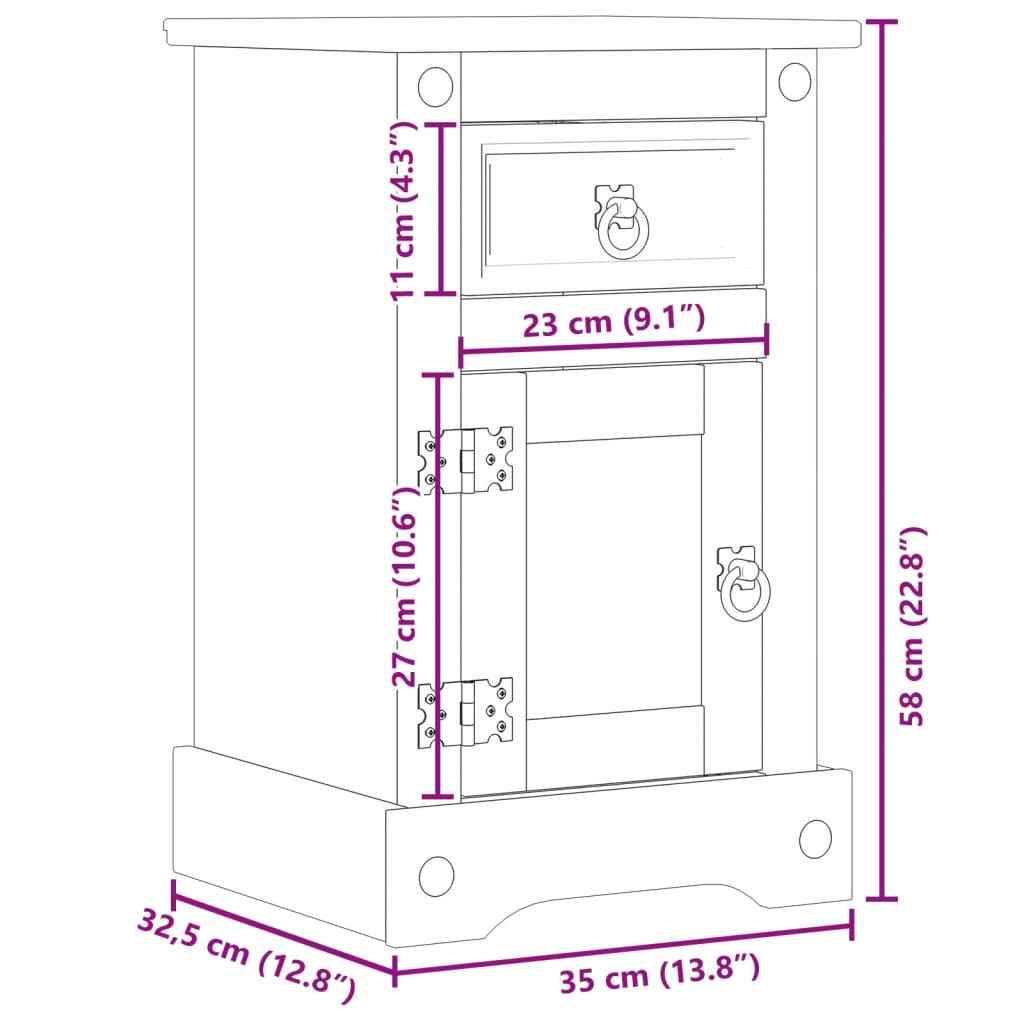 vidaXL Mesa de cabeceira Corona 35x32,5x58 cm madeira de pinho maciça