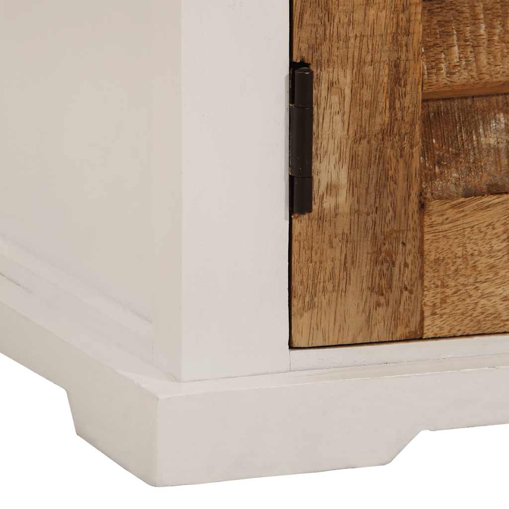 vidaXL Aparador madeira de mangueira áspera maciça branco/castanho