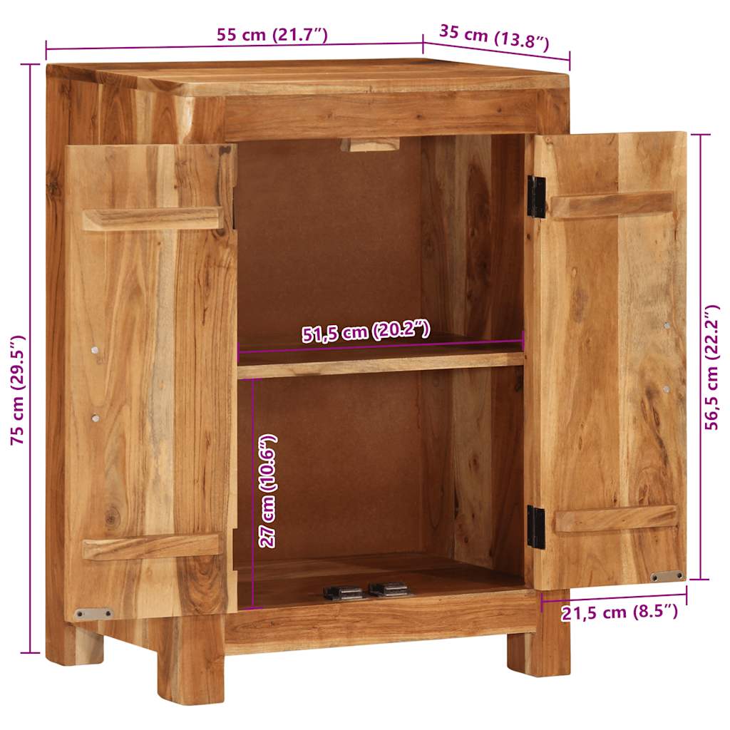 vidaXL Aparador 55x35x75 cm madeira de acácia maciça