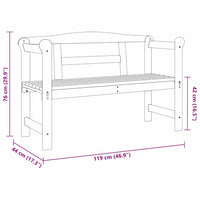 vidaXL Banco de exterior com armazenamento Castanho 119 x 44 x 76 cm