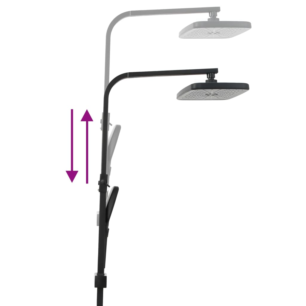 vidaXL Conj. duche 2 chuveiros c/ misturadora e mangueira latão preto