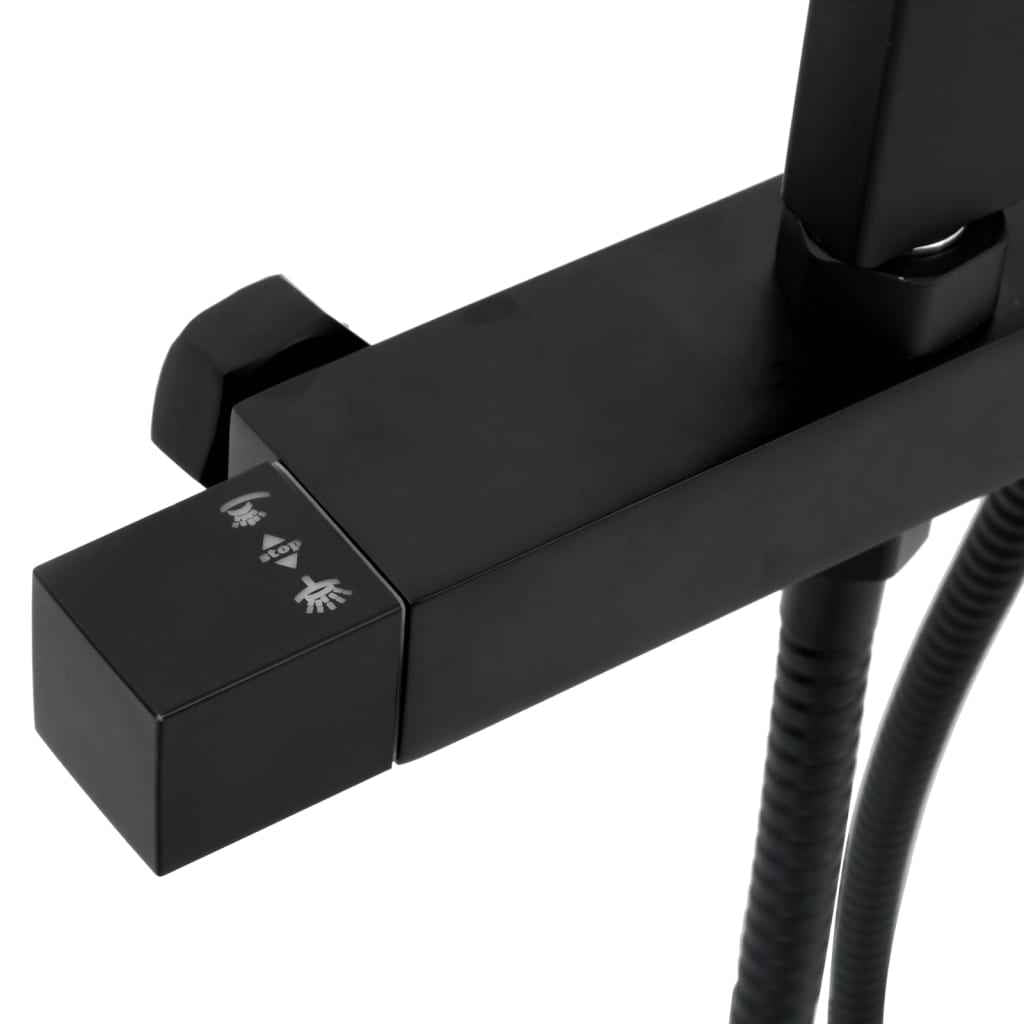 vidaXL Conj. duche 2 chuveiros c/ misturadora e mangueira latão preto