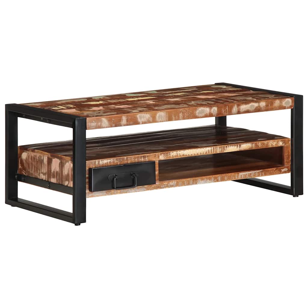 vidaXL Mesa de centro multicor 90x50x36 cm madeira maciça recuperada