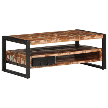 vidaXL Mesa de centro multicor 90x50x36 cm madeira maciça recuperada