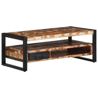 vidaXL Mesa de centro multicor 90x50x36 cm madeira maciça recuperada