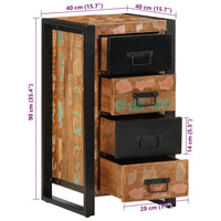 vidaXL Armário gavetas 40x40x75 cm madeira recuperada maciça multicor