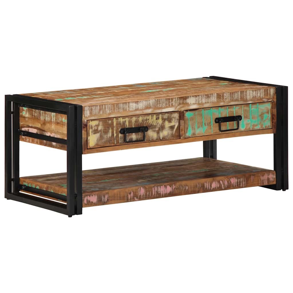 vidaXL Mesa de centro multicor 90x50x38 cm madeira maciça recuperada