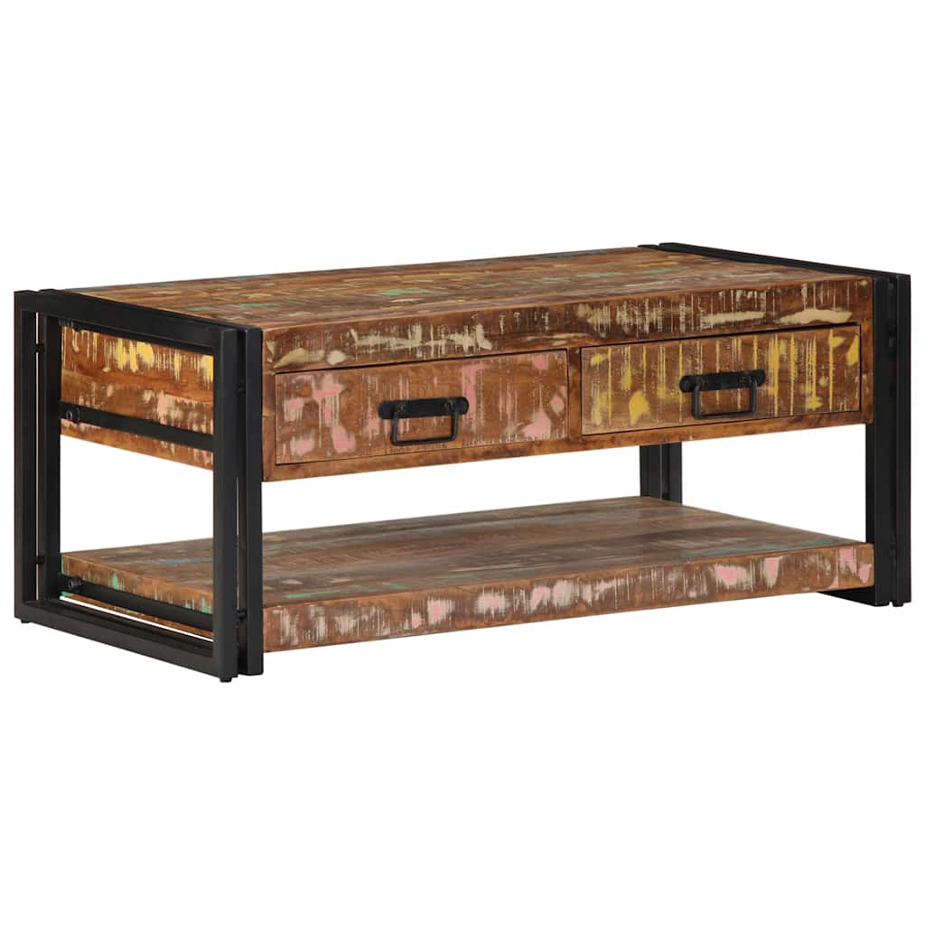 vidaXL Mesa de centro multicor 90x50x38 cm madeira maciça recuperada